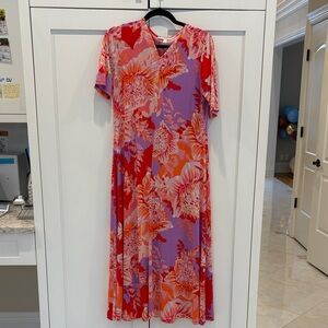 Chaus 10 Floral Red and Purple Maxi Dress